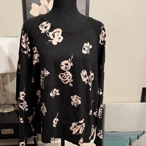 Sanctuary Black and BlushFloral Long Sleeve Sweater